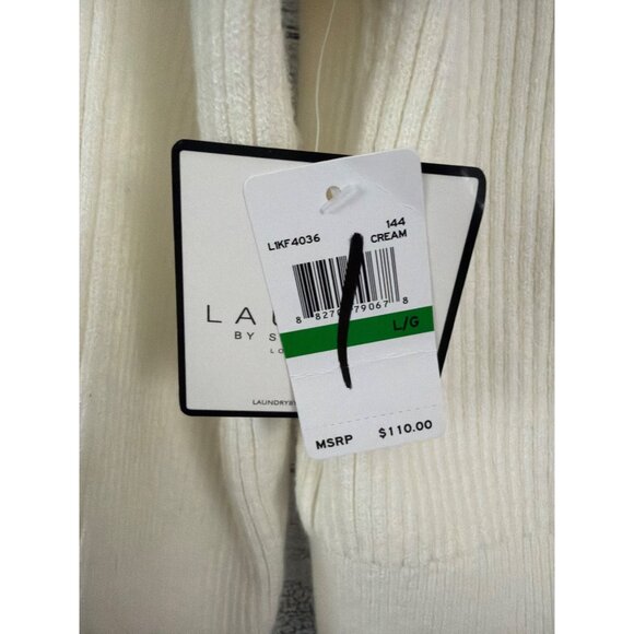 NWT Laundry By Shelli Segal Ribbed Cropped Knit Sweater W/ Faux Fur Size L - Picture 4 of 4